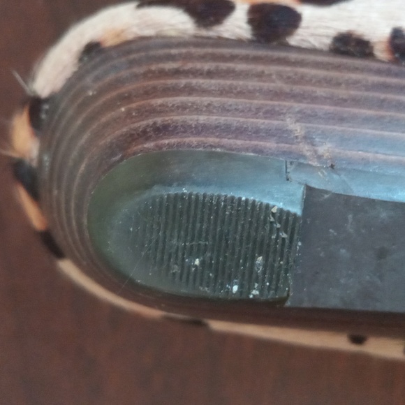 Steve Madden Leather Calf Hair Leopard Print Open Toed Low Wedge Shoes - Picture 10 of 11